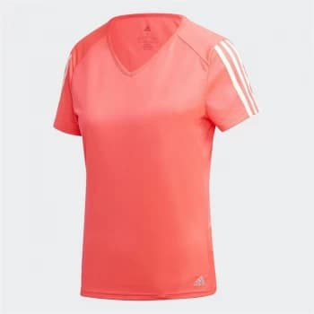 adidas Womens Run It 3-Stripes T-Shirt - Signal Pink