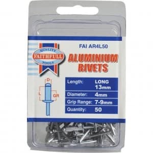 Faithfull Aluminium Pop Rivets 4mm 12mm Pack of 50