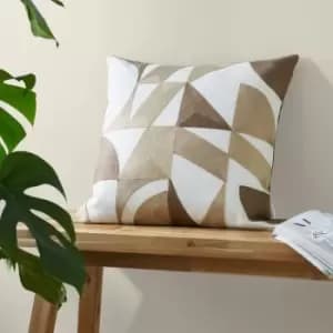 Catherine Lansfield - Graphic Geo Loop Embroidered Filled Cushion, Natural, 45 x 45 Cm