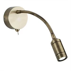 LED 1 Light Indoor Adjustable Wall Reading Light Antique Brass