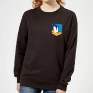 Looney Tunes Road Runner Face Faux Pocket Womens Sweatshirt - Black - 5XL