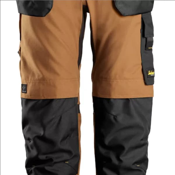 Snickers AllroundWork Canvas+ Stretch Work Trousers+ Holster Pockets - Brown/Black - 100