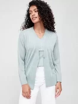 Armani Exchange Wool Mix Logo Print Cardigan - Green, Size L, Women