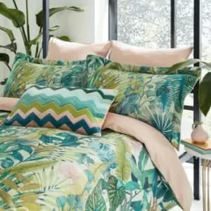 Harlequin Floreana Kingsize Duvet Cover, Fig Leaf & Coral