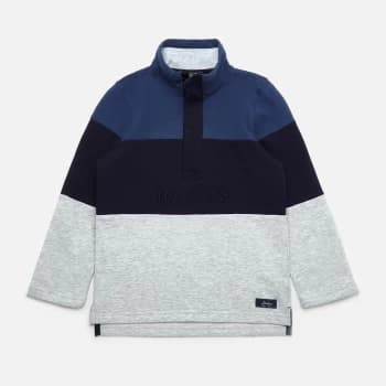 Joules Kids Colourblock Overhead 1/2 Zip Sweatshirt - Blugrymrl - 6 Years