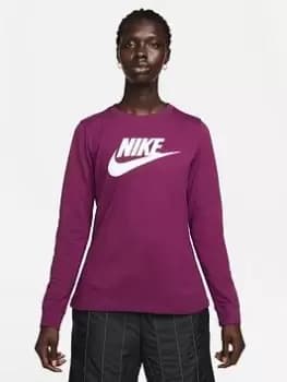 Nike NSW Essential Icon Futura Long Sleeve Top - Purple, Purple Size XS Women