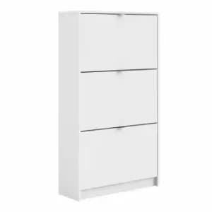 Shoes Hallway Storage Cabinet With 3 Tilting Doors And 2 Layers White