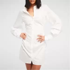 Missguided Tall Long Sleeve Mini Shirt Dress - White