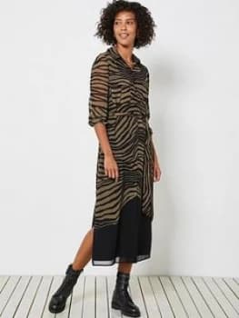 Mint Velvet Rey Animal Print Shirt Dress - Dark Green