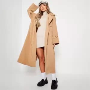 I Saw It First Premium Longline Trench Coat With Detachable Hood - Brown