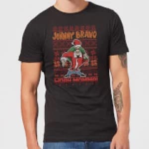 Johnny Bravo Johnny Bravo Pattern Mens Christmas T-Shirt - Black