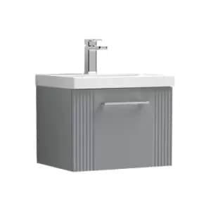 Deco Satin Grey 500mm Wall Hung Single Drawer Vanity Unit with 40mm Profile Basin - DPF291A - Satin Grey - Nuie