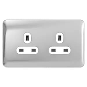 Schneider LSD 2G 13A Unswitched Socket White Insert Polished Chrome - GGBL3060WPCS