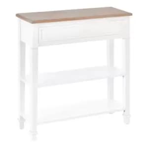 Homcom 80X75Cm Console Table With Drawer 2 Shelves Worktop Handle Retro White