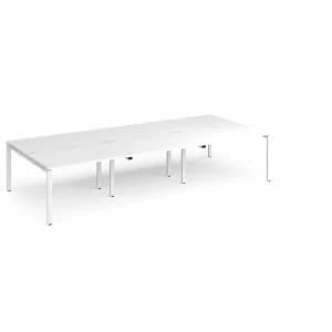 Adapt II Triple Back to Back Desk s 3600mm x 1600mm - White Frame whit