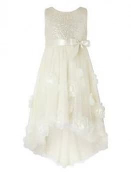 Monsoon Girls Iced Roses Sequin Dress - Gold, Size 11 Years, Women