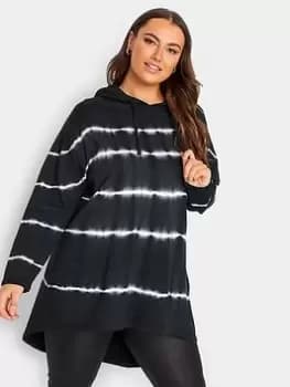 Yours Tie Dye Cotton Hoodie, Black, Size 18, Women