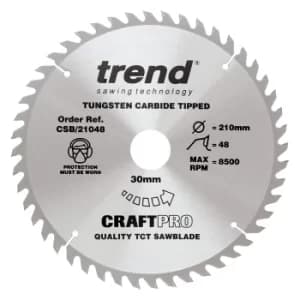 Trend CRAFTPRO Wood Cutting Saw Blade 210mm 48T 30mm