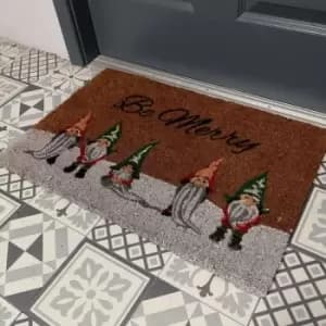 Premier Decorations Ltd - 40 x 60cm Be Merry Christmas Gonk Gnomes Door Mat - Be Merry