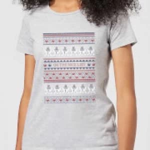Star Wars On The Nice List Pattern Womens Christmas T-Shirt - Grey - 3XL