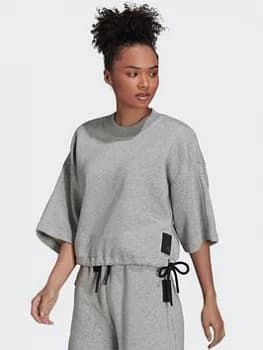 adidas Sportswear Studio Lounge Fleece Sweatshirt, Grey Size M Women