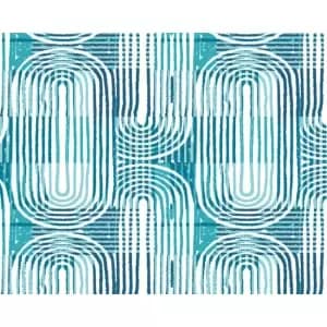 Curved Line Texture Blue Wall Mural - 3.5m x 2.8m