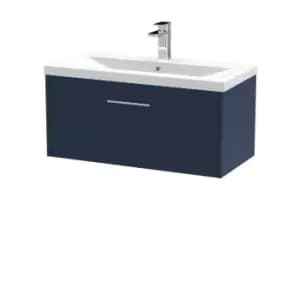 Hudson Reed Juno 800mm Wall Hung Single Drawer Vanity & Mid-Edge Basin - Electric Blue