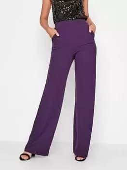 Long Tall Sally Scuba Wide Leg Trouser - Purple, Purple, Size 12, Women