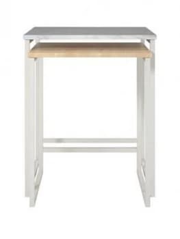 Cosmoliving Scarlett Nest Of Tables- White Marble Effect