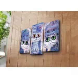 3PATK-36 Multicolor Decorative Canvas Painting (3 Pieces)
