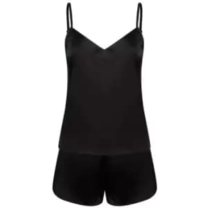 Towel City Ladies/Womens Satin Cami Short PJs (M/L) (Black)