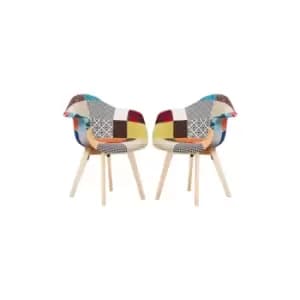 Tulip Patchwork Tub Dining Chair - Set of 2 - Multicoloured - Multi