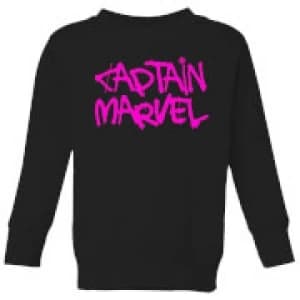 Captain Marvel Spray Text Kids Sweatshirt - Black - 11-12 Years
