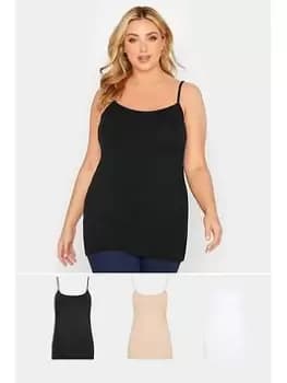 Yours Cami Vest 3 Pack Black; White And Nude, Multi, Size 20, Women