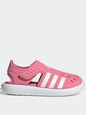adidas Summer Closed Toe Water Sandals, Pink/White, Size 11 Younger