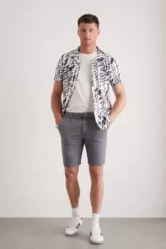 Womens Grey Pleat Front Fine Twill Shorts