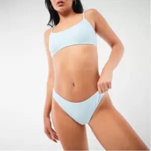 Missguided Towelling Minimal Scoop Neck Bikini Top - Blue