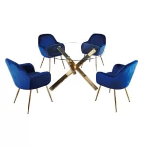 Laila 4 Seater Dining Set - Blue Blue