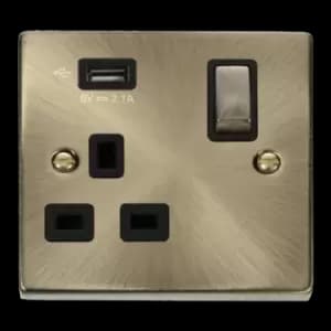 Click Scolmore Deco Ingot 1 Gang 13A 1x USB-A 2.1A Switched Socket - VPAB571UBK