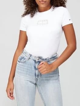 Tommy Jeans Short Sleeve Logo Bodysuit - White