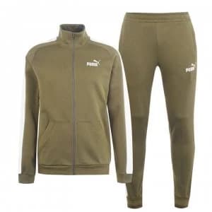 Puma Clean Fleece Tracksuit Mens - Olive/White