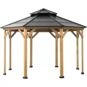 Cedar wood Gazebo EggI in Black- 395cm x 395cm, black
