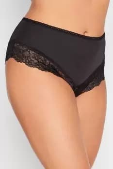Lace Trim High Waisted Brazilian Briefs