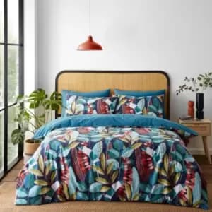 Catherine Lansfield Botanical Leaves Reversible Green Duvet Cover & Pillowcase Set Green