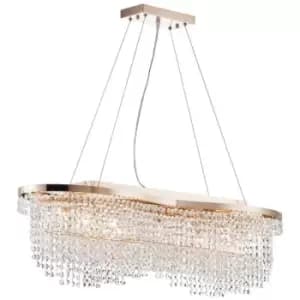 Toils Ceiling Pendant Light Gold & Crystal, 7 Light, E14