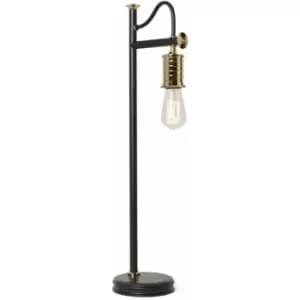 Table Lamp Black & Highly Polished Brass Finish LED E27 60W Bulb d00472