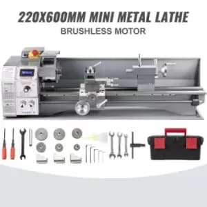 VEVOR Mini Metal Lathe Bench Top 220x600 1100W for Turning Brushless Motor Metal Gear