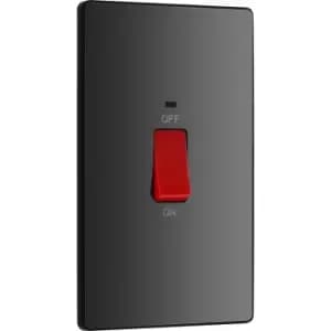 BG Evolve Chrome ( Ins) 45A Rectangular Switch, Double Pole With LED Power Indicator in Black Steel