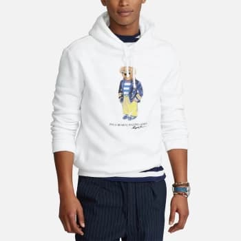 Polo Ralph Lauren Mens Magic Fleece Polo Bear Hoodie - White - XL