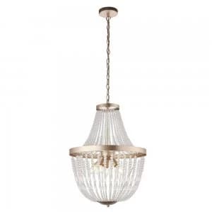 5 Light Pendant Light Rose Gold Paint & Clear Glass, E14